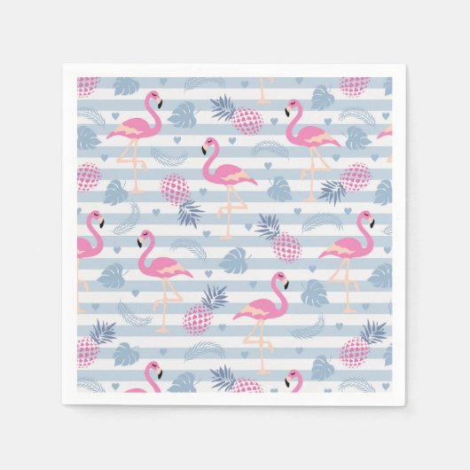 Whimsical Flamingo & Pineapple Pattern Servet (Voorkant)