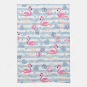 Whimsical Flamingo & Pineapple Pattern Theedoek (Verticaal)