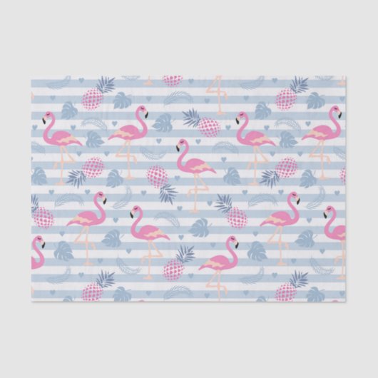 Whimsical Flamingo & Pineapple Pattern Tissuepapier (Voorkant)