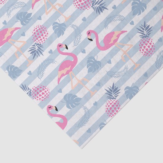 Whimsical Flamingo & Pineapple Pattern Tissuepapier (Detail)