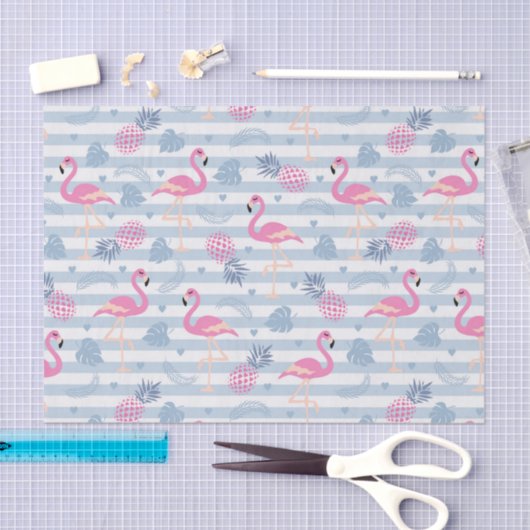 Whimsical Flamingo & Pineapple Pattern Tissuepapier (Craft)