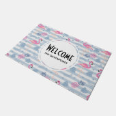 Whimsical Flamingo & Pineapple Pattern Welcome Deurmat (Schuin)