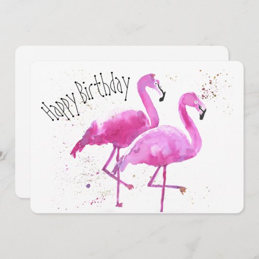 Whimsical, Flamingo platte Kaart (Voorkant / Achterkant)