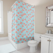 Whimsical Flamingo | Tropical Bathroom Retro Miami Douchegordijn (In situ)