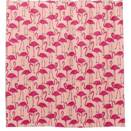 Whimsical Flamingo | Tropische badkamer Hot Pink Douchegordijn
