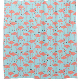 Whimsical Flamingo Tropische badkamer retro Miam Douchegordijn