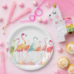 Whimsical Flamingo Vogels Papieren Bordje