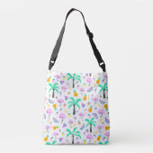 Whimsical Flamingo's en Vruchten Tropisch Patroon Crossbody Tas (Achterkant)