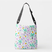 Whimsical Flamingo's en Vruchten Tropisch Patroon Crossbody Tas (Voorkant)