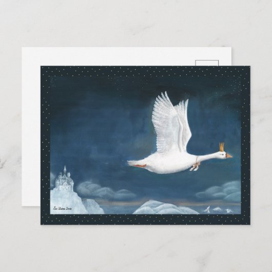 Whimsical Flight of the Goose Queen Illustration Briefkaart (Voorkant / Achterkant)