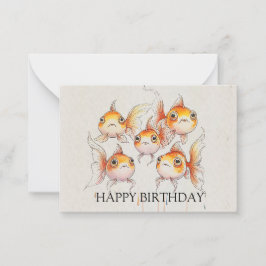 Whimsical Floating Goldfish Verjaardag Notitiekaartje