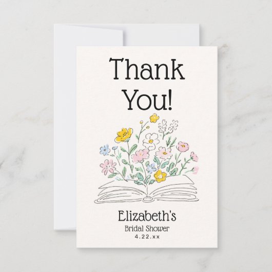 Whimsical Floral A New Chapter Bridal Shower  Bedankkaart (Voorkant)
