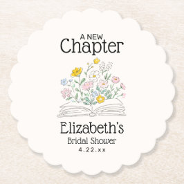 Whimsical Floral A New Chapter Bridal Shower  Kartonnen Onderzetters