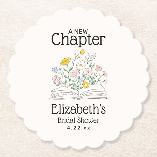 Whimsical Floral A New Chapter Bridal Shower  Kartonnen Onderzetters (Voorkant)