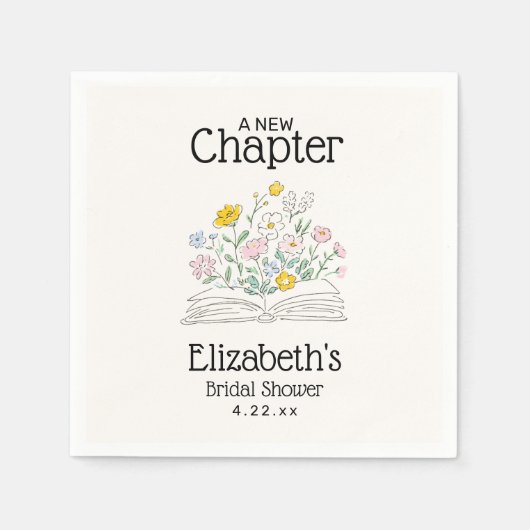 Whimsical Floral A New Chapter Bridal Shower  Servet (Voorkant)