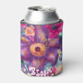 Whimsical Floral Abstract Art Teal Personalized  Blikjeskoeler (Blikje Voorkant)