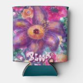 Whimsical Floral Abstract Art Teal Personalized  Blikjeskoeler (Voorkant)