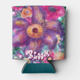 Whimsical Floral Abstract Art Teal Personalized  Blikjeskoeler
