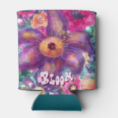 Whimsical Floral Abstract Art Teal Personalized  Blikjeskoeler (Achterkant)