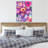 Whimsical Floral Abstract Art Teal Personalized Canvas Afdruk (Insitu (Slaapkamer))