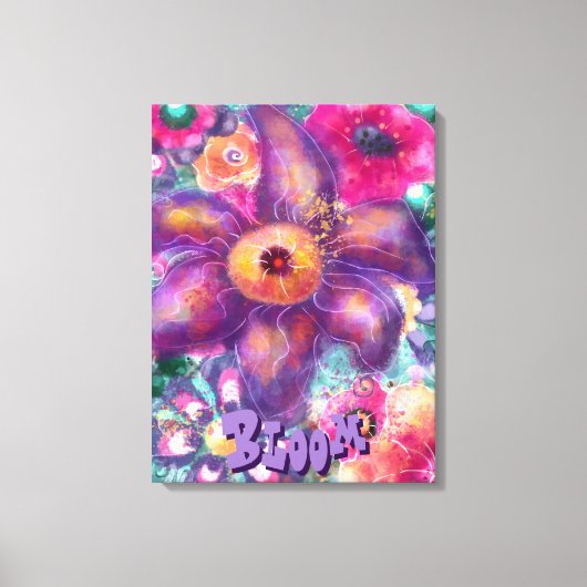 Whimsical Floral Abstract Art Teal Personalized Canvas Afdruk (Voorkant)