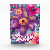 Whimsical Floral Abstract Art Teal Personalized Fotoblokken (Voorkant)