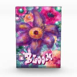 Whimsical Floral Abstract Art Teal Personalized Fotoblokken