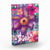 Whimsical Floral Abstract Art Teal Personalized Fotoblokken (Links)
