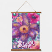 Whimsical Floral Abstract Art Teal Personalized Hangend Wandkleed (Voorkant)