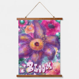 Whimsical Floral Abstract Art Teal Personalized Hangend Wandkleed