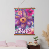 Whimsical Floral Abstract Art Teal Personalized Hangend Wandkleed (Slaapkamer)