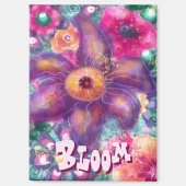 Whimsical Floral Abstract Art Teal Personalized  Magneet (Voorkant)