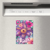 Whimsical Floral Abstract Art Teal Personalized  Magneet (Insitu (Vaatwasser))