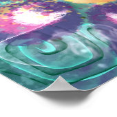 Whimsical Floral Abstract Art Teal Personalized Poster (Hoek)