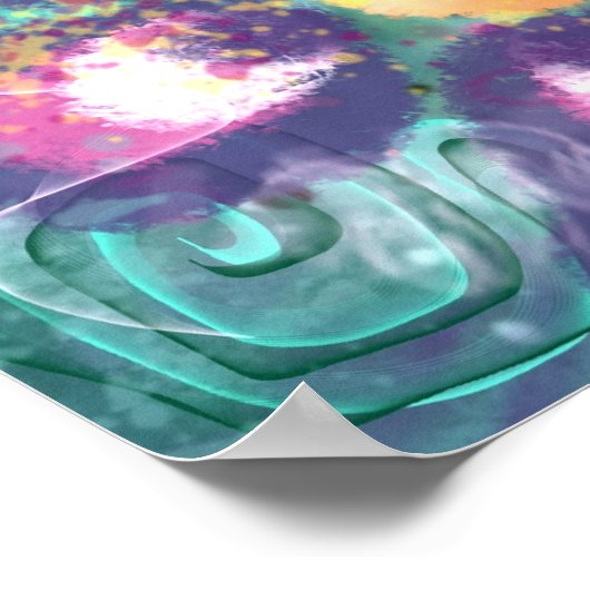 Whimsical Floral Abstract Art Teal Personalized Poster (Hoek)