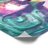 Whimsical Floral Abstract Art Teal Personalized Poster (Hoek)