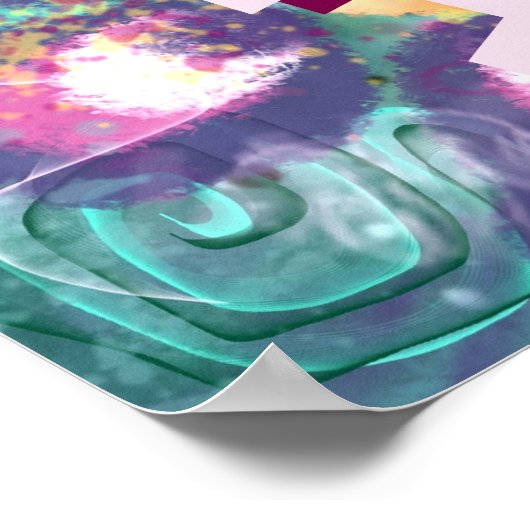 Whimsical Floral Abstract Art Teal Personalized Poster (Hoek)