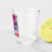 Whimsical Floral Abstract Art Teal Personalized  Shot Glas (Rechts)