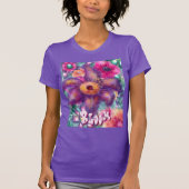 Whimsical Floral Abstract Art Teal Personalized  T-shirt (Voorkant)