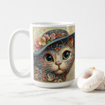 Whimsical Floral Abstract Kitty Cat met Pet