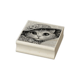 Whimsical Floral Abstract Kitty Cat met Pet Rubberstempel