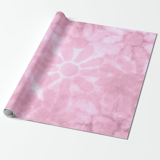 Whimsical Floral Abstract Pastel Roze Bloem Cadeaupapier (Uitgerold)