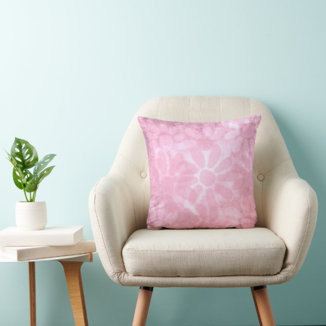Whimsical Floral Abstract Pastel Roze Bloem Kussen (Stoel)