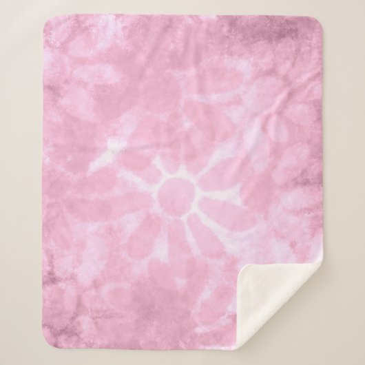 Whimsical Floral Abstract Pastel Roze Bloem Sherpa Deken (Voorkant)