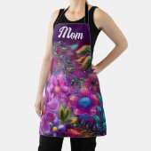 Whimsical Floral Abstracte Paarse Roze Groene Bloe Schort (Insitu)