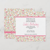 Whimsical Floral Adult Birthday Invitation Kaart (Voorkant / Achterkant)
