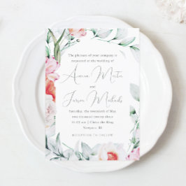 Whimsical Floral and Calligraphy Wedding Kaart