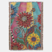Whimsical Floral Art Custom Name Throw Blanket Deken (Voorkant Verticaal)