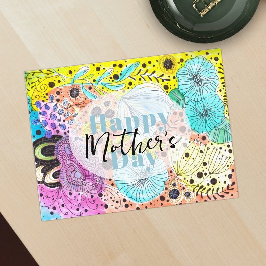 Whimsical Floral Artistic Vibrant Moederdag Briefkaart