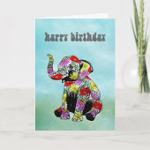Whimsical Floral Baby Elephant Birthday Card Kaart (Voorkant)